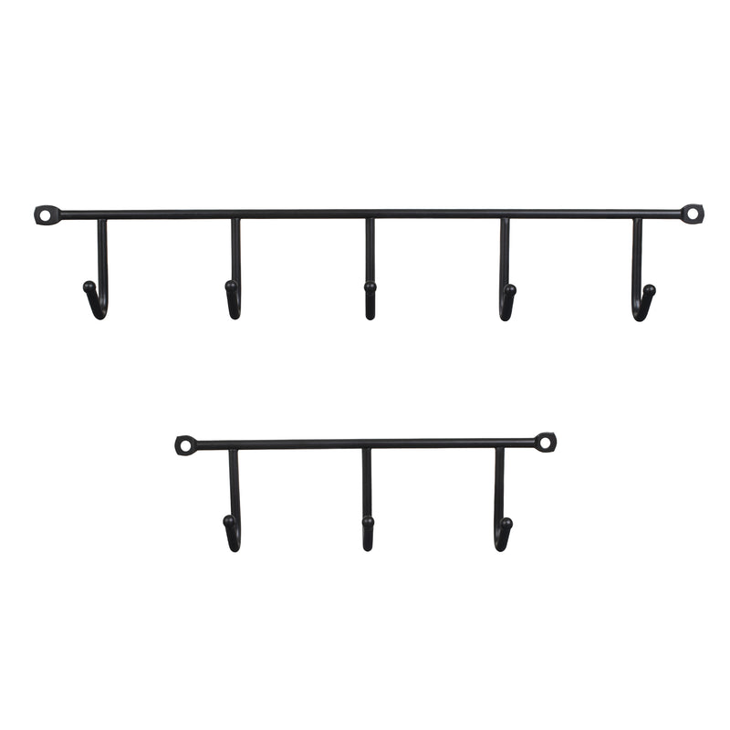 LouMaxx Hakenleiste – Kleiderhaken Wand 2er Set in Schwarz – Gaderobenhakenleiste – optimaler Helfer für Küche, Bad und Garage