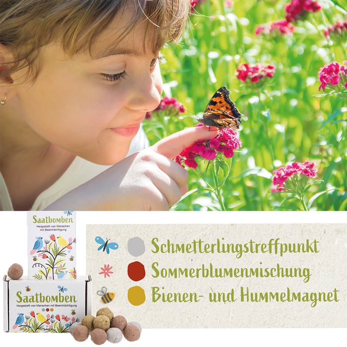 LouMaxx 15er Pack handgemachte bunte Samenbomben ideal als Samen Kinder Mitgebsel, Blumensamen Kugeln als nachhaltige Mitgebsel - ökologische Saatbomben mit über 50 Arten Blumen & Kräutern