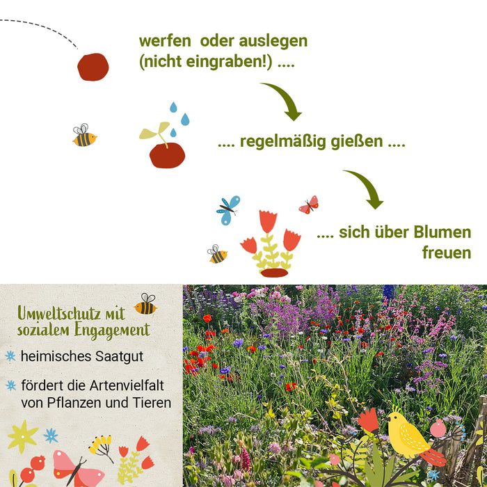 LouMaxx 15er Pack handgemachte bunte Samenbomben ideal als Samen Kinder Mitgebsel, Blumensamen Kugeln als nachhaltige Mitgebsel - ökologische Saatbomben mit über 50 Arten Blumen & Kräutern