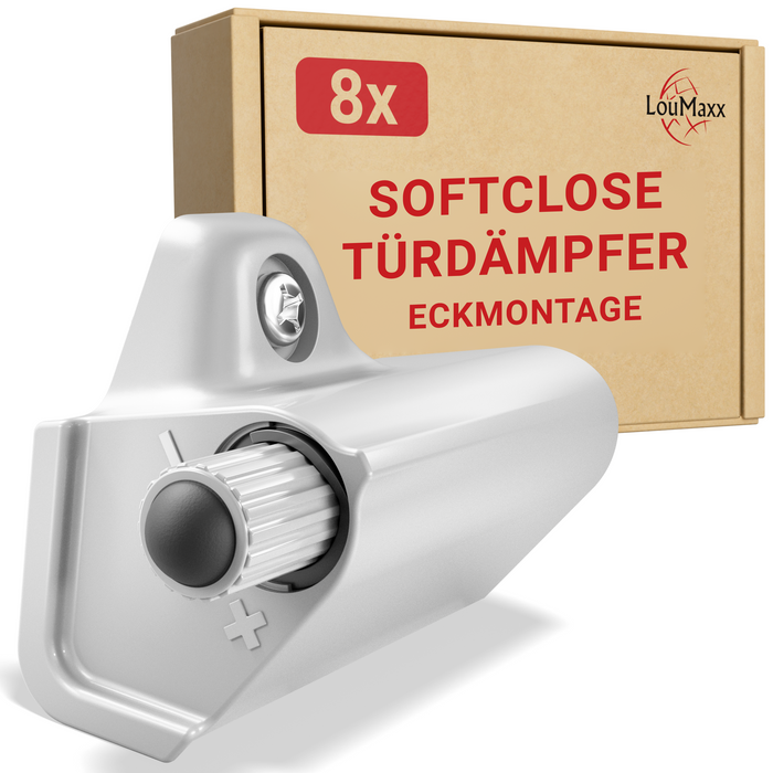 LouMaxx Softclose Türdämpfer 8er Set Möbeltürdämpfer grau – Schranktür Dämpfer – Soft close Türdämpfer Schrank zum Softclose nachrüsten von Schranktüren