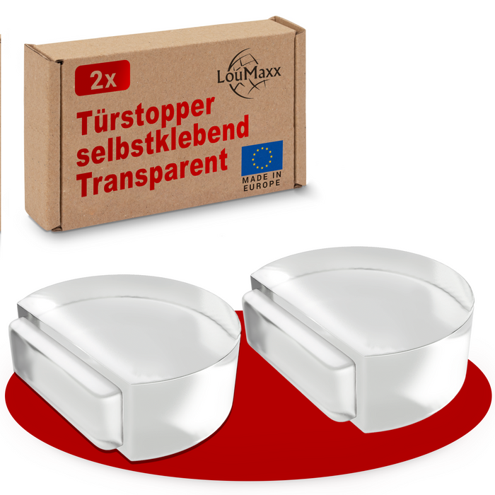 LouMaxx Türstopper Boden selbstklebend - 2er Set halbrund transparent Ø 46 mm x 15 mm