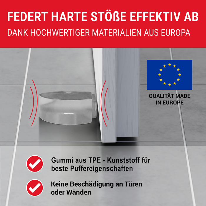 LouMaxx Türstopper Boden selbstklebend - 2er Set halbrund transparent Ø 46 mm x 15 mm