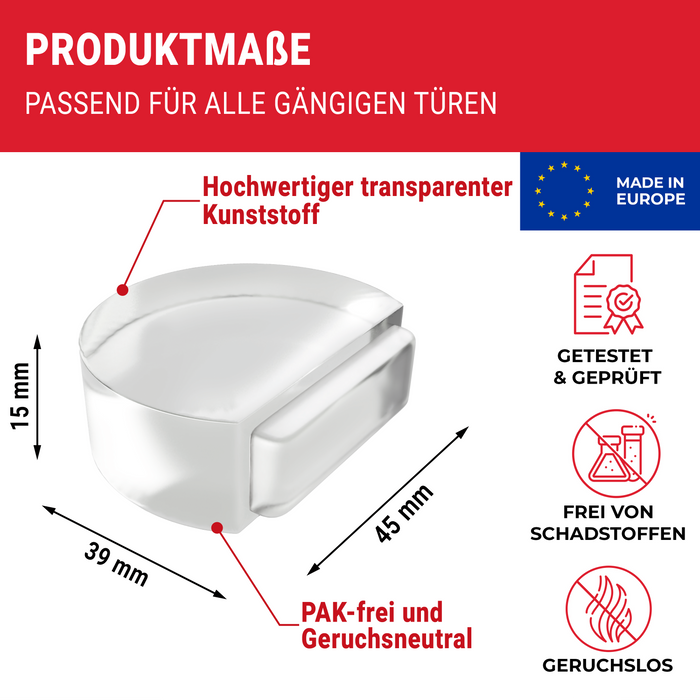 LouMaxx Türstopper Boden selbstklebend - 2er Set halbrund transparent Ø 46 mm x 15 mm