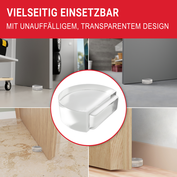 LouMaxx Türstopper Boden selbstklebend - 2er Set halbrund transparent Ø 46 mm x 15 mm