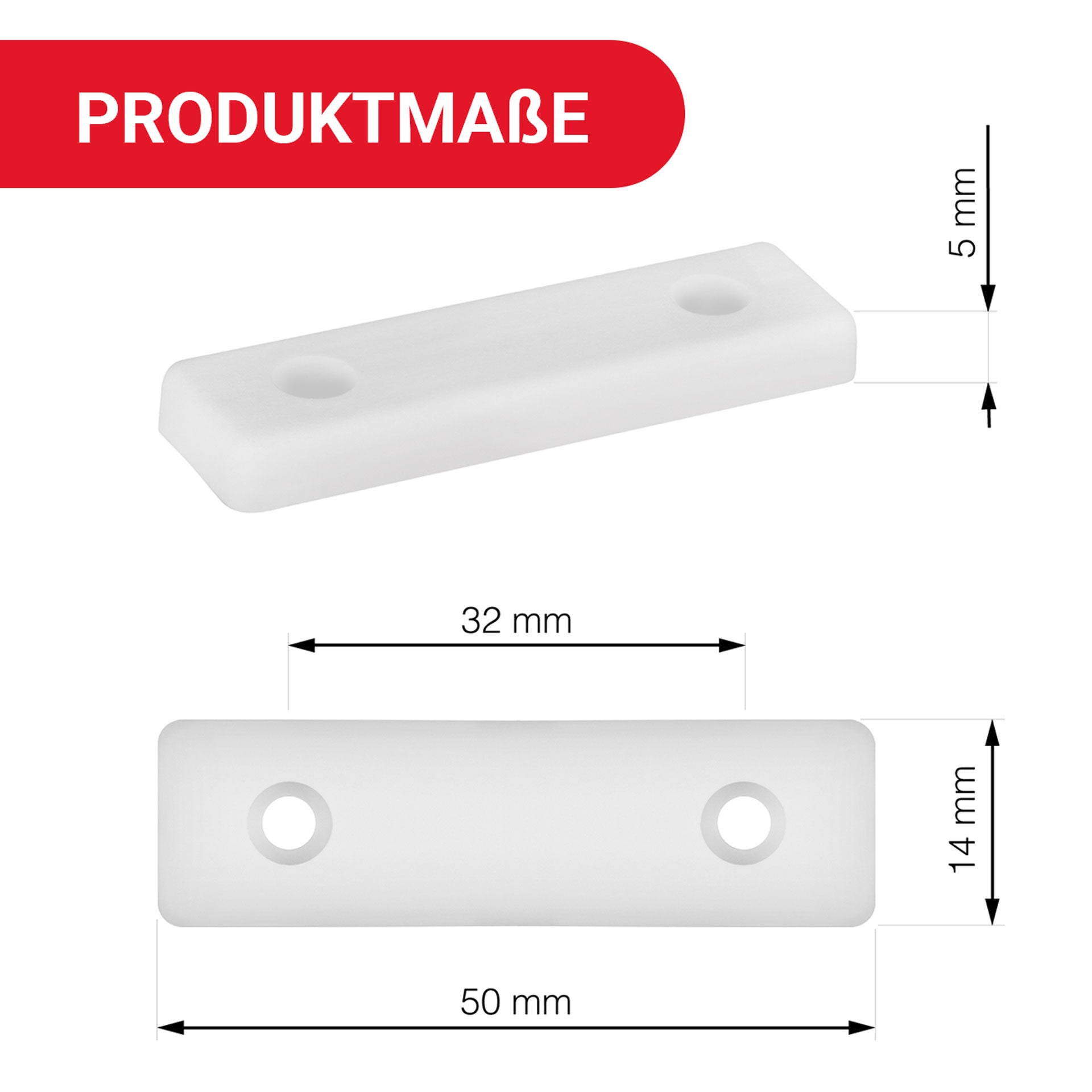 LouMaxx Möbelgleiter Kunststoff – Bodenabstandshalter 50 x 14 x 5 mm – Kunststoffgleiter zum Anschrauben im praktischen Mehrfachpack – 20er Set Mini Möbelfüße weiß inkl. Schrauben