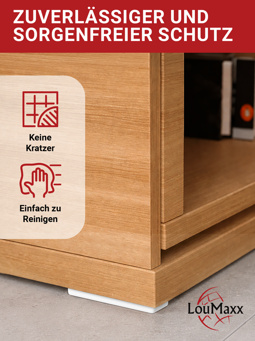 LouMaxx Möbelgleiter Kunststoff – Bodenabstandshalter 50 x 14 x 5 mm – Kunststoffgleiter zum Anschrauben im praktischen Mehrfachpack – 20er Set Mini Möbelfüße weiß inkl. Schrauben
