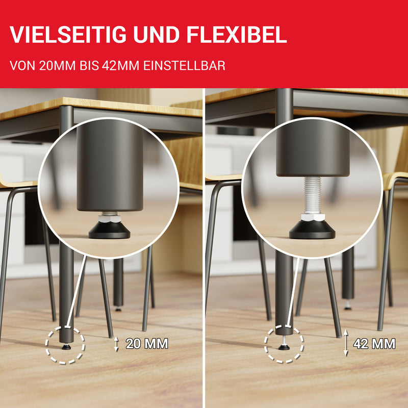 LouMaxx Regulierschraube M10 x 30mm– Verstellbare Füße inkl. Einschlagmutter - Nivellierfüße – Maschinenfuß M10 - Stellfuß M10 - Stellschrauben – 10er Set Verstellschraube
