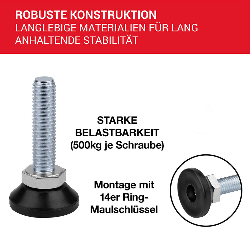 LouMaxx Regulierschraube M10 x 30mm– Verstellbare Füße inkl. Einschlagmutter - Nivellierfüße – Maschinenfuß M10 - Stellfuß M10 - Stellschrauben – 10er Set Verstellschraube