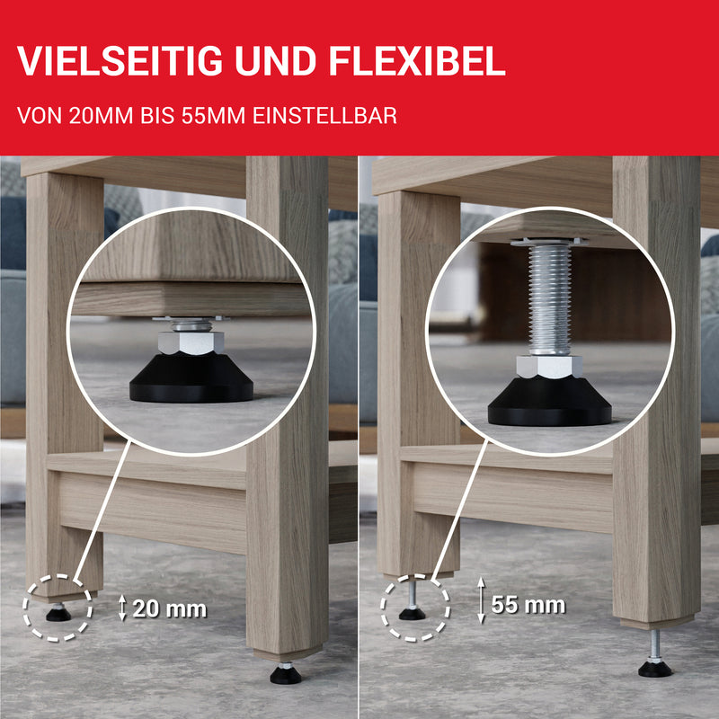 LouMaxx Regulierschraube M10 x 40mm– Verstellbare Füße inkl. Einschlagmutter - Nivellierfüße – Maschinenfuß M10 - Stellfuß M10 - Stellschrauben – 10er Set Verstellschraube