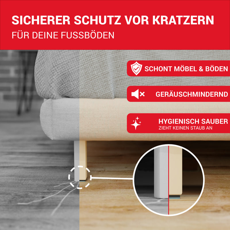 LouMaxx Teflongleiter 25 x 25 mm zum Schrauben – Möbelgleiter | Stuhlgleiter aus hochgleitfähigem PTFE | Hochwertige Gleiter für Stühle, Möbel und für Thermomix - 20er Set Möbelgleiter Teppich