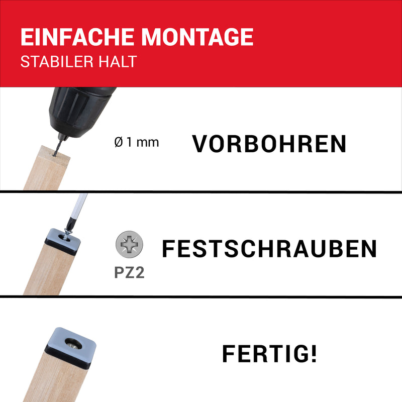 LouMaxx Teflongleiter 25 x 25 mm zum Schrauben – Möbelgleiter | Stuhlgleiter aus hochgleitfähigem PTFE | Hochwertige Gleiter für Stühle, Möbel und für Thermomix - 20er Set Möbelgleiter Teppich