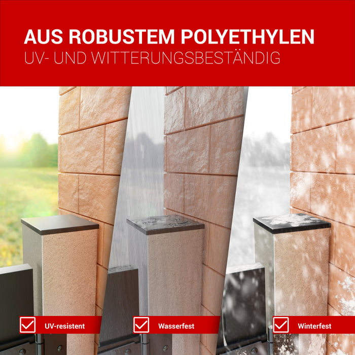 LouMaxx Lamellenstopfen 20x20 mm | Formrohrstopfen schwarz für Vierkantrohr 40x40 mm | Quadratische Zaunpfosten Kappen aus robustem Kunststoff | Rohrstopfen 20x20 mm für perfekten Schutz