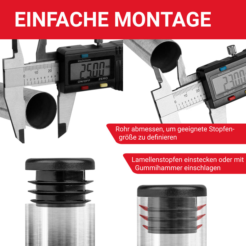 LouMaxx Lamellenstopfen Ø 42 mm | Formrohrstopfen schwarz für Ø 42 mm Rohr | Runde Zaunpfosten Kappen aus robustem Kunststoff | 10er Set Rohrstopfen Ø 42 mm für perfekten Schutz