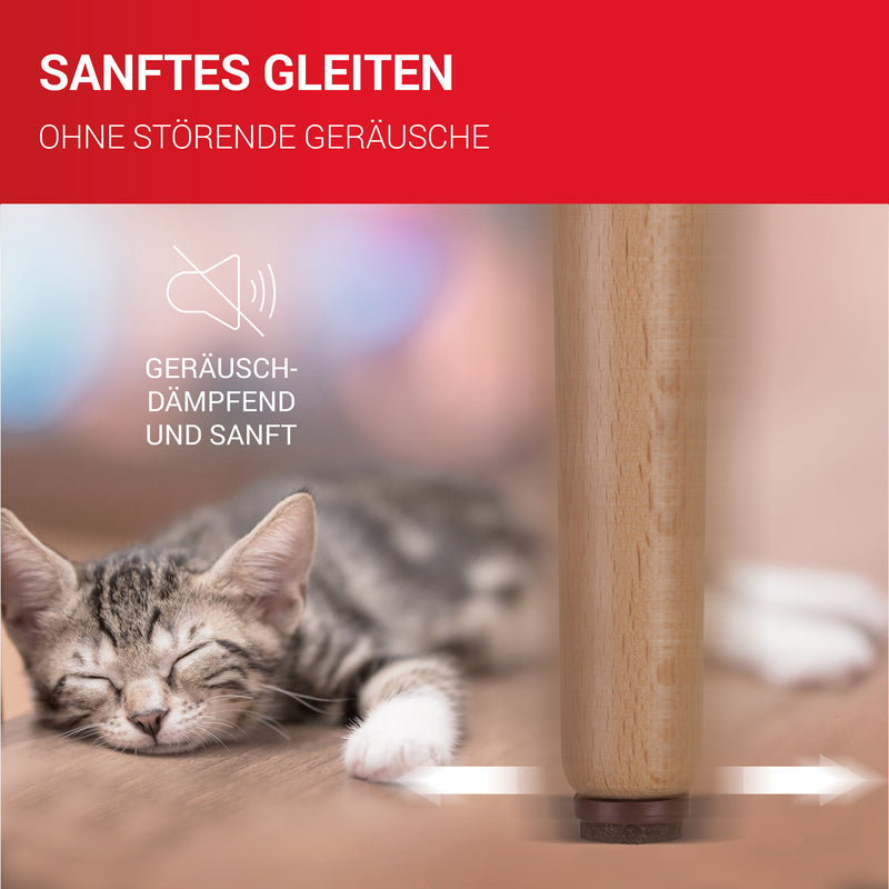 LouMaxx Stuhl Filzgleiter mit Nagel rund, Ø 20mm dunkelbraun - Stuhlgleiter mit 3mm dickem Filz - Filzgleiter für Stühle - Premium Stuhlbeinschoner Filz auch für Möbel 20 Stück