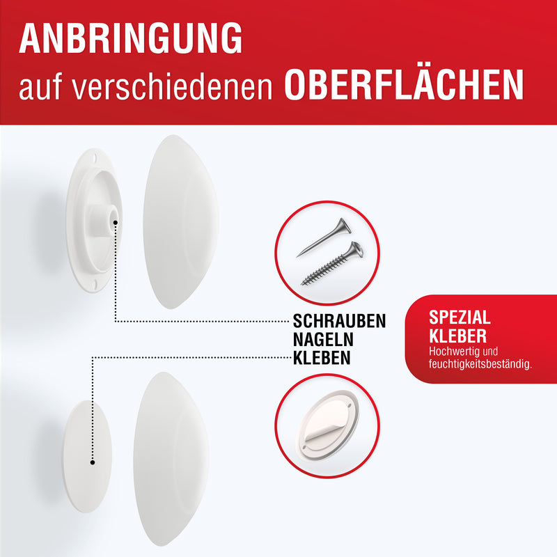 LouMaxx 20 Stück Türstopper Wand weiß selbstklebend oder zum Schrauben Ø 40 mm 12 mm dick - Türstopper Wand - Türpuffer Wand – Türanschlag, der Türstopper für Wandmontage