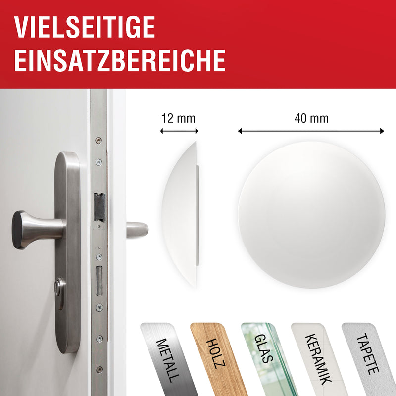 LouMaxx 20 Stück Türstopper Wand weiß selbstklebend oder zum Schrauben Ø 40 mm 12 mm dick - Türstopper Wand - Türpuffer Wand – Türanschlag, der Türstopper für Wandmontage