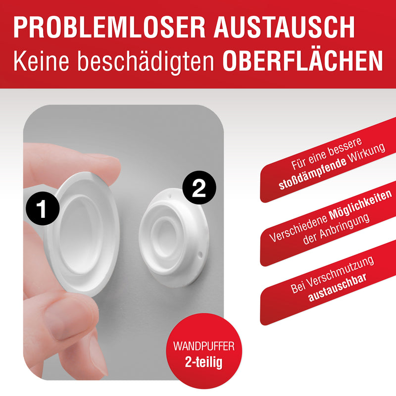 LouMaxx 20 Stück Türstopper Wand weiß selbstklebend oder zum Schrauben Ø 40 mm 12 mm dick - Türstopper Wand - Türpuffer Wand – Türanschlag, der Türstopper für Wandmontage