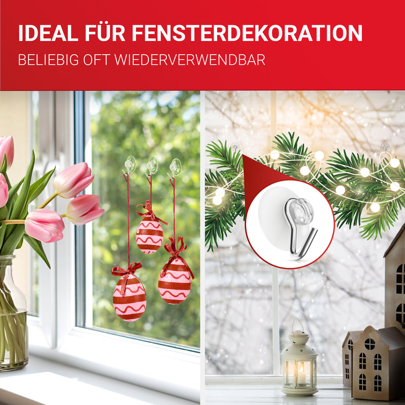 LouMaxx Saugnapf Haken Ø 20 mm - transparente Saugnäpfe für Fenster, Bad und Küche - zuverlässiger Halt auf Glas und glatten Oberflächen – 20er Set