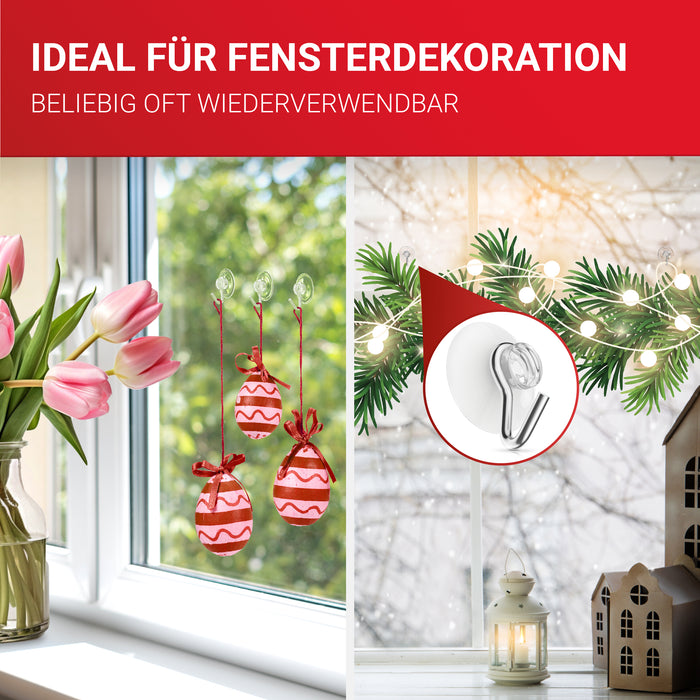 LouMaxx Saugnapf Haken Ø 20 mm - transparente Saugnäpfe für Fenster, Bad und Küche - zuverlässiger Halt auf Glas und glatten Oberflächen – 20er Set