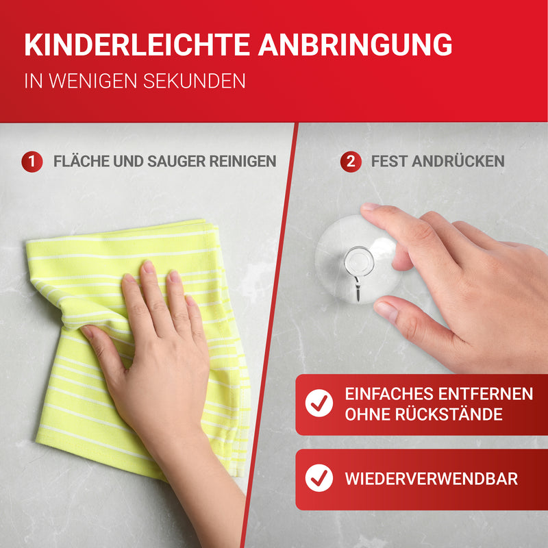 LouMaxx Saugnapf Haken Ø 20 mm - transparente Saugnäpfe für Fenster, Bad und Küche - zuverlässiger Halt auf Glas und glatten Oberflächen – 20er Set
