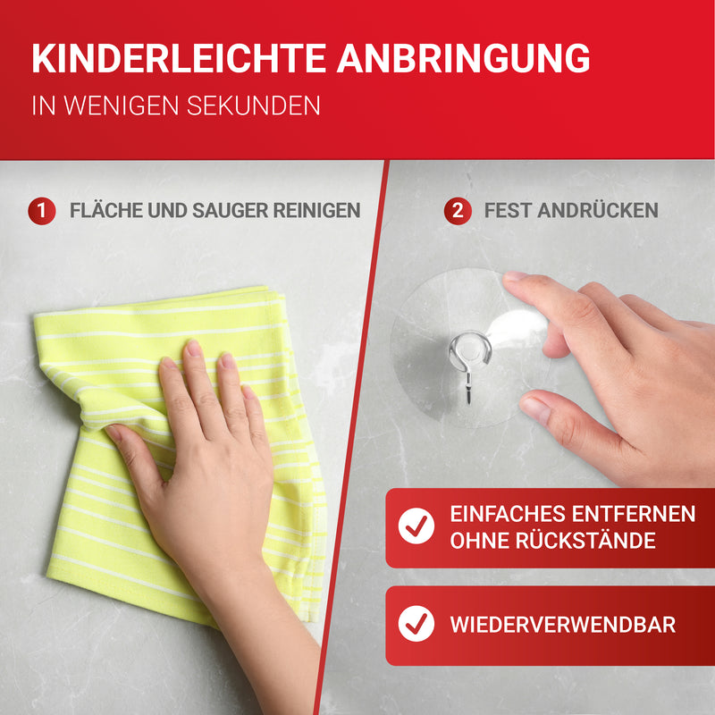LouMaxx Saugnapf Haken Ø 60 mm - transparente Saugnäpfe für Fenster, Bad und Küche - zuverlässiger Halt auf Glas und glatten Oberflächen – 10er Set