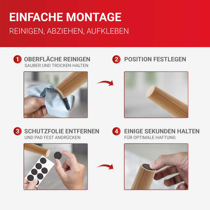 LouMaxx Antirutsch Pads selbstklebend | Anti Rutsch Pads Ø 30 mm | Rutschhemmende Möbelstopper mit extra starkem Halt – 24er Set Filzgleiter Gummi Noppen in Braun…