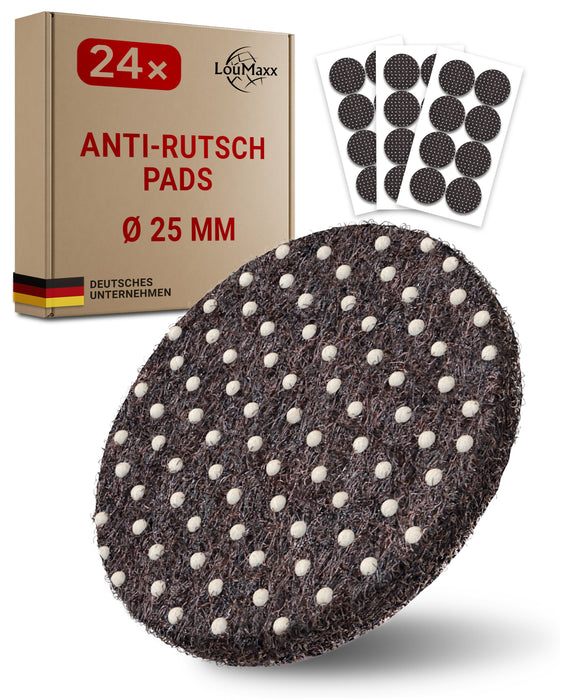LouMaxx Antirutsch Pads LouMaxx Antirutsch Pads selbstklebend | Anti Rutsch Pads Ø 25 mm | Rutschhemmende Möbelstopper mit extra starkem Halt – 24er Set Filzgleiter Gummi Noppen in Braun…