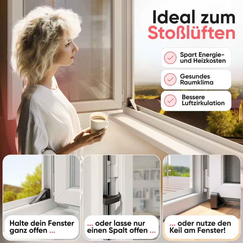 LouMaxx Fensterstopper – 2er Set Türkeile aus Gummi für Fenster und Türen – flexibel, rutschfest und vielseitig einsetzbar
