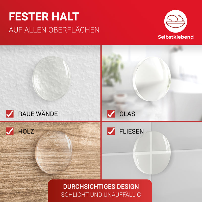 LouMaxx Türstopper Wand transparent selbstklebend Ø 40 mm – 12er Set Wandtürstopper 12 mm dick – der Premium-Schutz für Wand und Tür – Türpuffer Wand als Wandpuffer und Wandschutz Türklinke gegen Türanschlag