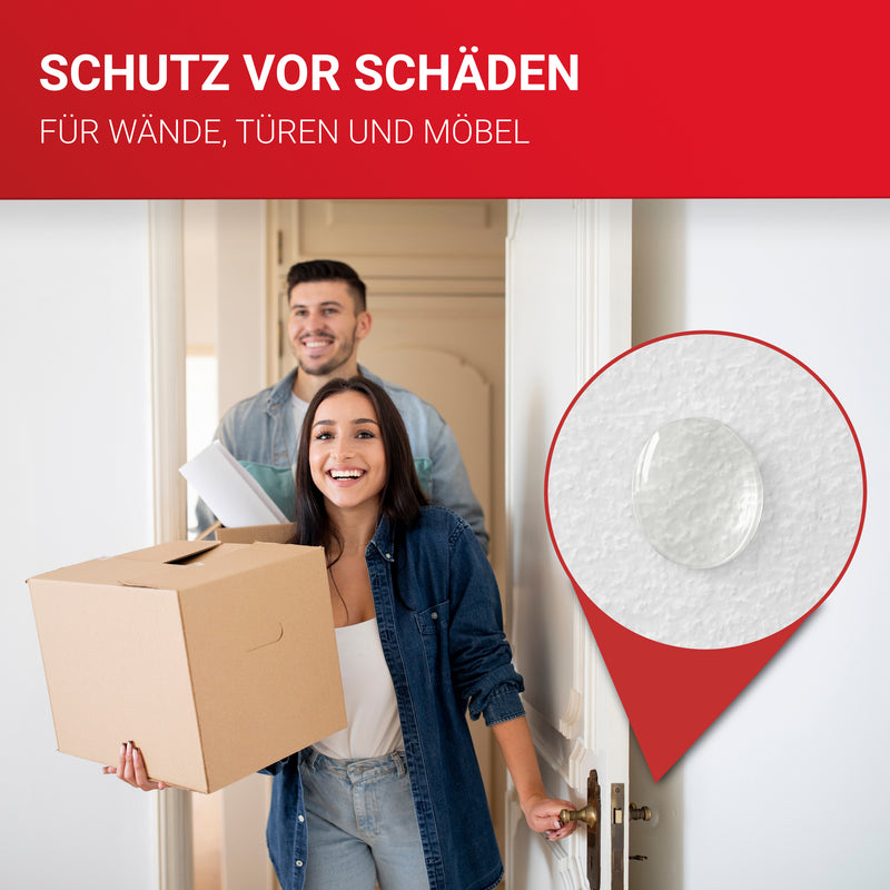LouMaxx Türstopper Wand transparent selbstklebend Ø 40 mm – 12er Set Wandtürstopper 12 mm dick – der Premium-Schutz für Wand und Tür – Türpuffer Wand als Wandpuffer und Wandschutz Türklinke gegen Türanschlag