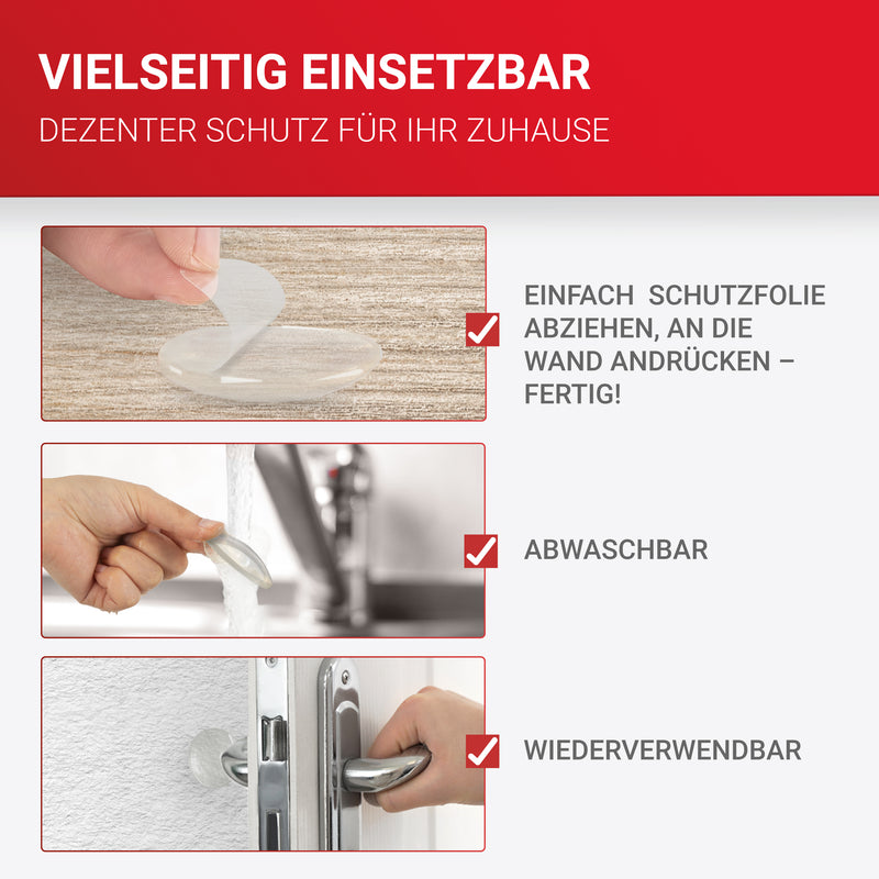 LouMaxx Türstopper Wand transparent selbstklebend Ø 40 mm – 12er Set Wandtürstopper 12 mm dick – der Premium-Schutz für Wand und Tür – Türpuffer Wand als Wandpuffer und Wandschutz Türklinke gegen Türanschlag