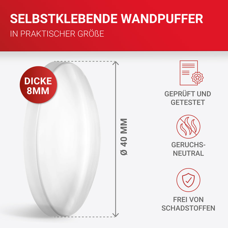 LouMaxx Türstopper Wand transparent selbstklebend Ø 40 mm – 12er Set Wandtürstopper 12 mm dick – der Premium-Schutz für Wand und Tür – Türpuffer Wand als Wandpuffer und Wandschutz Türklinke gegen Türanschlag