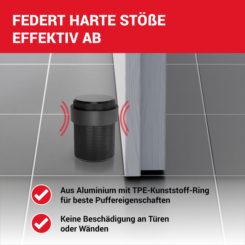 LouMaxx Türstopper Boden zum Schrauben – 2er Set Türstopper schraubbar - Türstopper Boden Schrauben – Türstopper Bodenmontage in Schwarz – Türstopper Boden inkl. Montagematerial