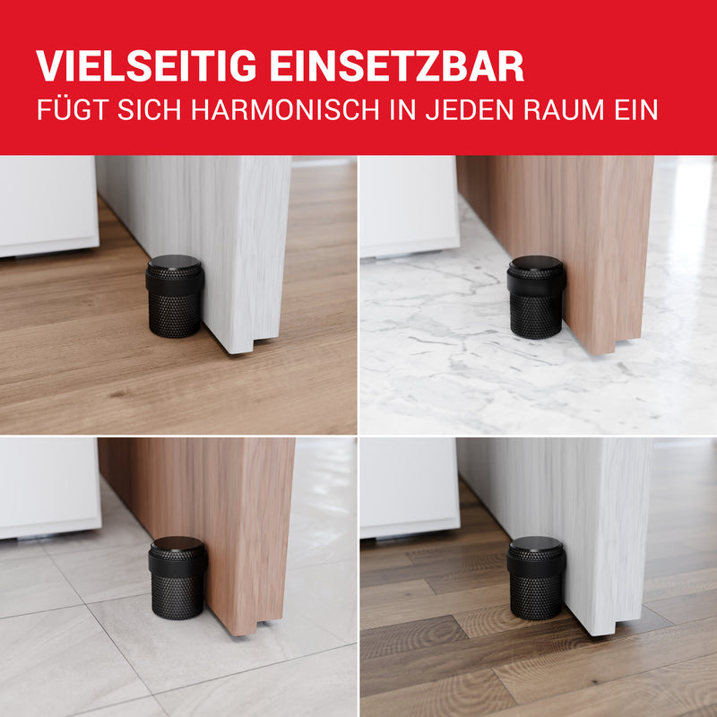 LouMaxx Türstopper Boden zum Schrauben – 2er Set Türstopper schraubbar - Türstopper Boden Schrauben – Türstopper Bodenmontage in Schwarz – Türstopper Boden inkl. Montagematerial