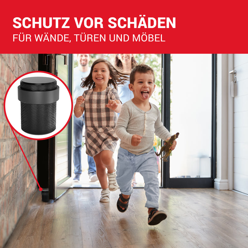 LouMaxx Türstopper Boden zum Schrauben – 2er Set Türstopper schraubbar - Türstopper Boden Schrauben – Türstopper Bodenmontage in Schwarz – Türstopper Boden inkl. Montagematerial