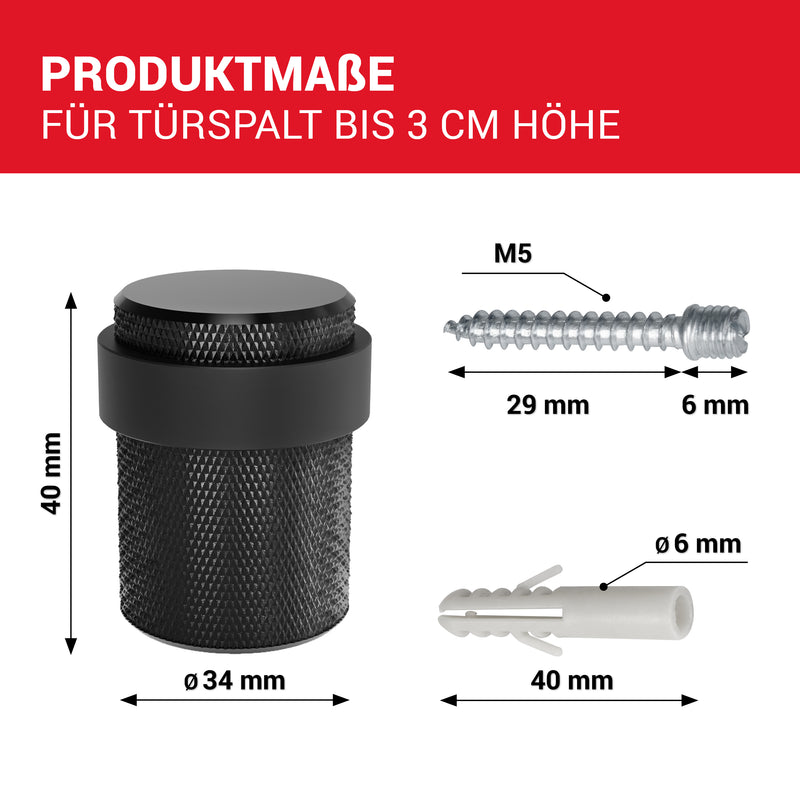 LouMaxx Türstopper Boden zum Schrauben – 2er Set Türstopper schraubbar - Türstopper Boden Schrauben – Türstopper Bodenmontage in Schwarz – Türstopper Boden inkl. Montagematerial