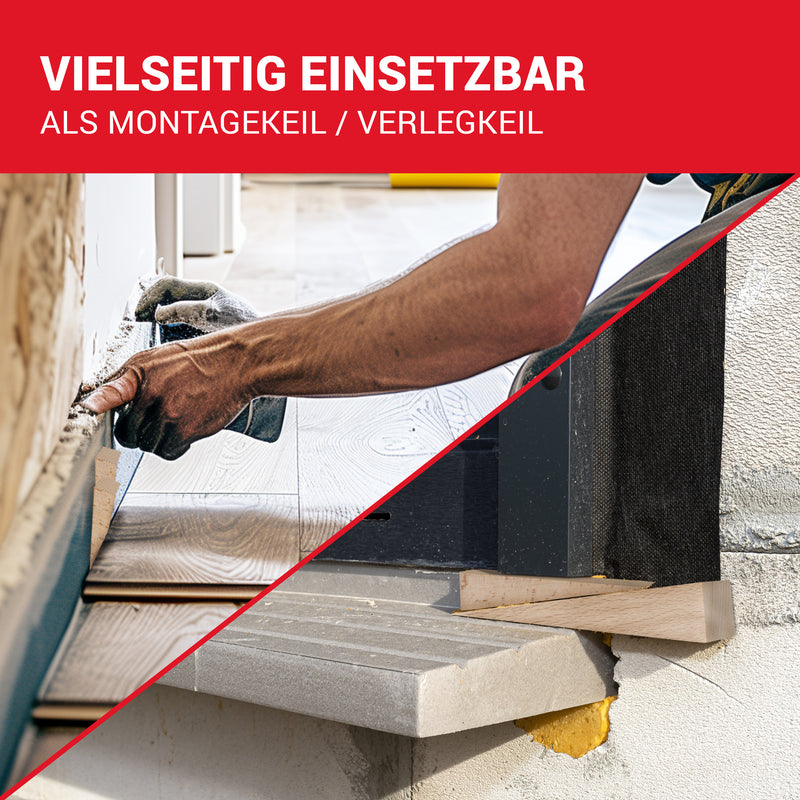 LouMaxx Holzkeile aus Esche / Buche 65x20x14 mm, 10er Set