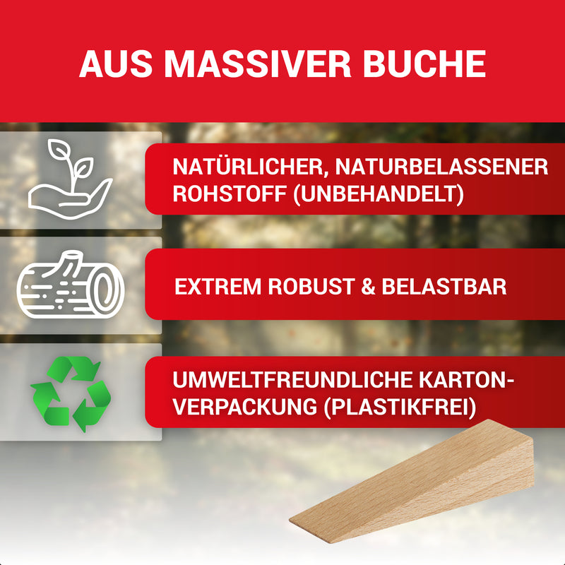 LouMaxx Holzkeile aus Esche / Buche 65x20x14 mm, 10er Set