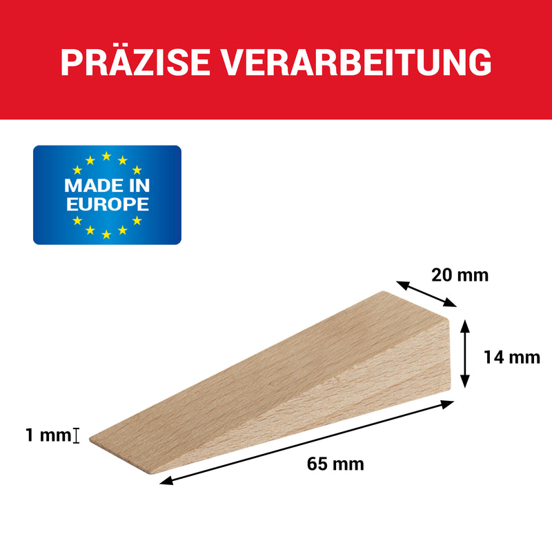 LouMaxx Holzkeile aus Esche / Buche 65x20x14 mm, 10er Set