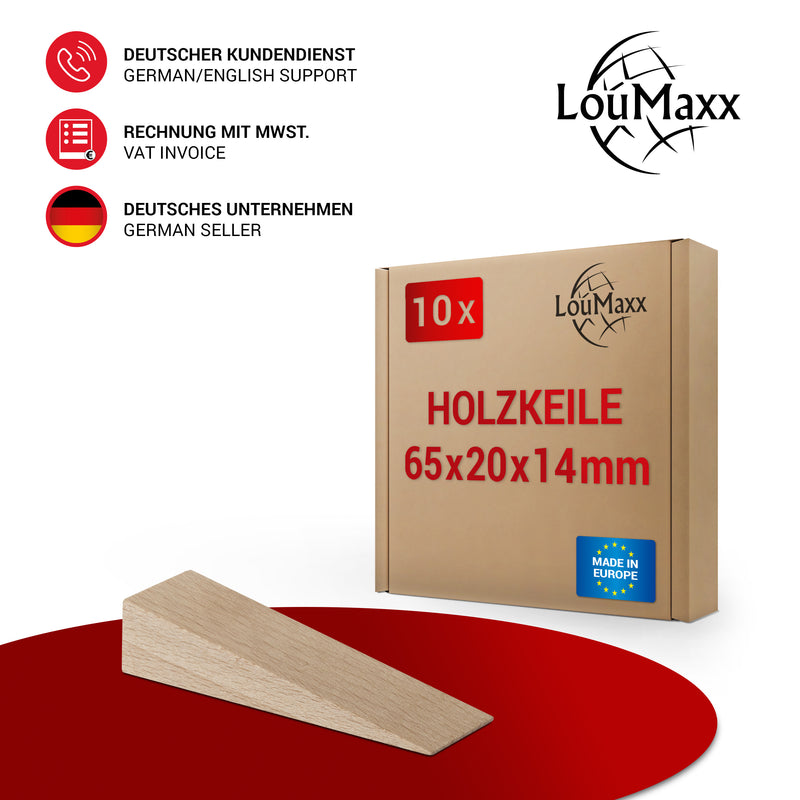 LouMaxx Holzkeile aus Esche / Buche 65x20x14 mm, 10er Set