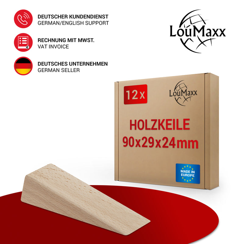 LouMaxx Holzkeile Esche / Buche 90x29x24 mm, 12er Set