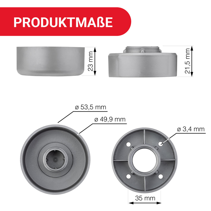LouMaxx Möbelfüße höhenverstellbar– Füße für Möbel Ø 53,5 mm aus Kunststoff – Hochwertige Möbelerhöhung zum Kleben oder Schrauben – 8er Set Gleitfüße in Silber inkl. Montagematerial