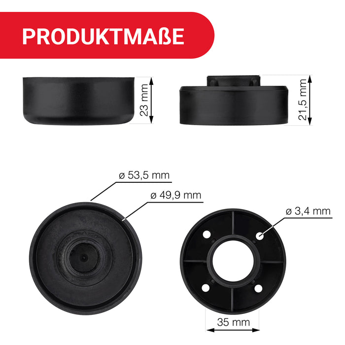 LouMaxx Möbelfüße höhenverstellbar– Füße für Möbel Ø 53,5 mm aus Kunststoff – Hochwertige Möbelerhöhung zum Kleben oder Schrauben – 8er Set Gleitfüße in Schwarz inkl. Montagematerial