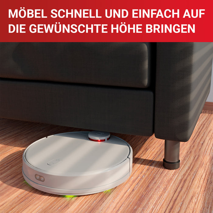 LouMaxx Möbelfüße höhenverstellbar– Füße für Möbel Ø 53,5 mm aus Kunststoff – Hochwertige Möbelerhöhung zum Kleben oder Schrauben – 8er Set Gleitfüße in Schwarz inkl. Montagematerial