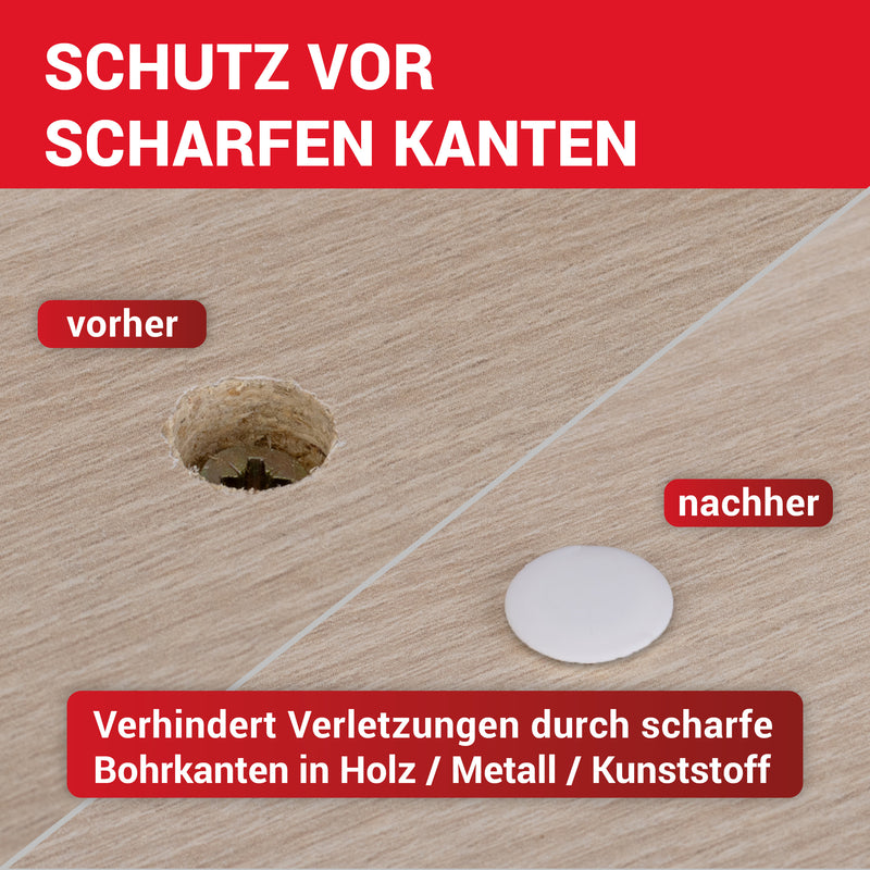 LouMaxx Abdeckkappen für Bohrlöcher Ø10mm - 25er Set Blindstopfen Kunststoff in Weiß – Bohrloch Abdeckkappen Made in Europe – UV-beständige Abdeckstopfen 10mm