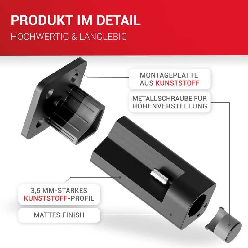 LouMaxx Möbelfüße verstellbar – 4er Set 38x38x100mm in Schwarz inkl. Befestigungsplatte – Füsse für Schränke passend als Kallax Füße – Hochwertige Schrank Füße für individuelle DIY-Möbel