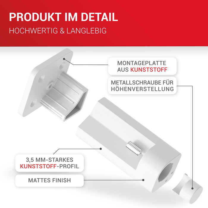 LouMaxx Möbelfüße höhenverstellbar – 4er Set 38x38x100mm in Weiß inkl. Befestigungsplatte – Füsse für Schränke passend als Kallax Füße – Hochwertige Schrank Füße für individuelle DIY-Möbel