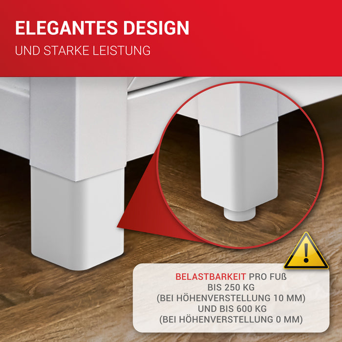 LouMaxx Möbelfüße höhenverstellbar – 4er Set 38x38x60mm in Weiß inkl. Befestigungsplatte – Füsse für Schränke passend als Kallax Füße – Hochwertige Schrank Füße für individuelle DIY-Möbel