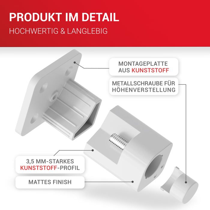 LouMaxx Möbelfüße höhenverstellbar – 4er Set 38x38x60mm in Weiß inkl. Befestigungsplatte – Füsse für Schränke passend als Kallax Füße – Hochwertige Schrank Füße für individuelle DIY-Möbel