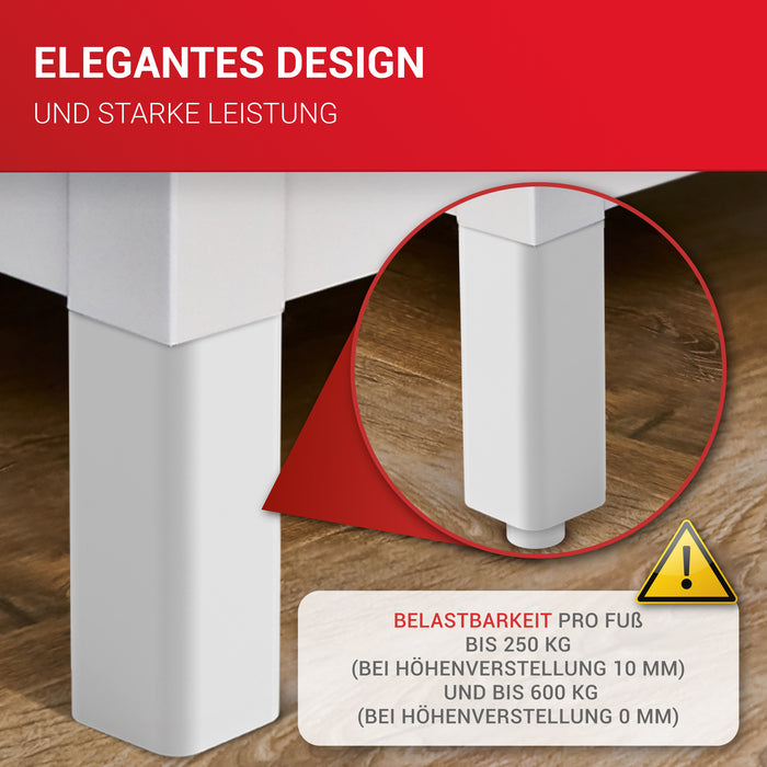 LouMaxx Möbelfüße höhenverstellbar – 4er Set 38x38x150mm in Weiß inkl. Befestigungsplatte – Füsse für Schränke passend als Kallax Füße – Hochwertige Schrank Füße für individuelle DIY-Möbel